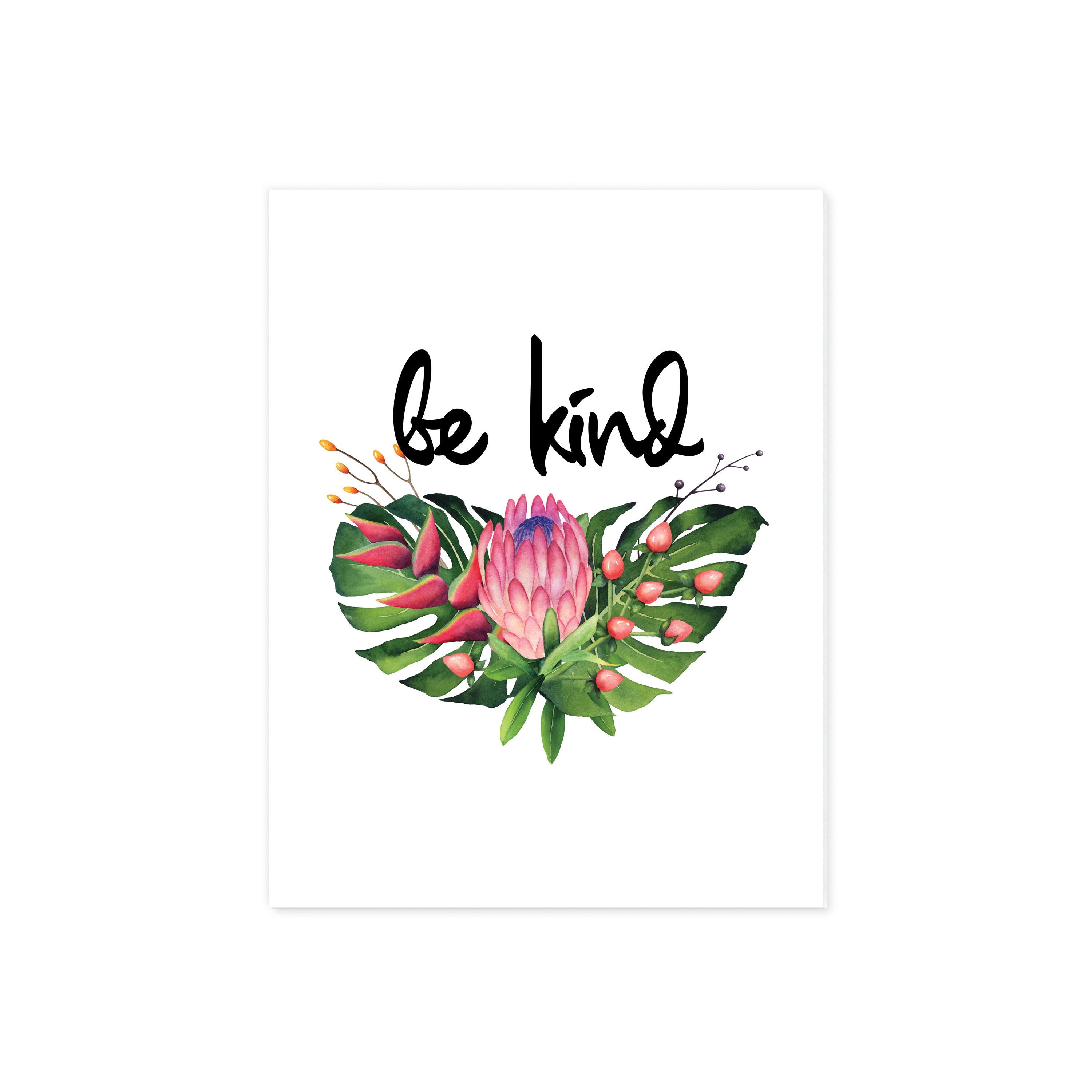Be Kind with Tropical Watercolor Flowers and Monstera