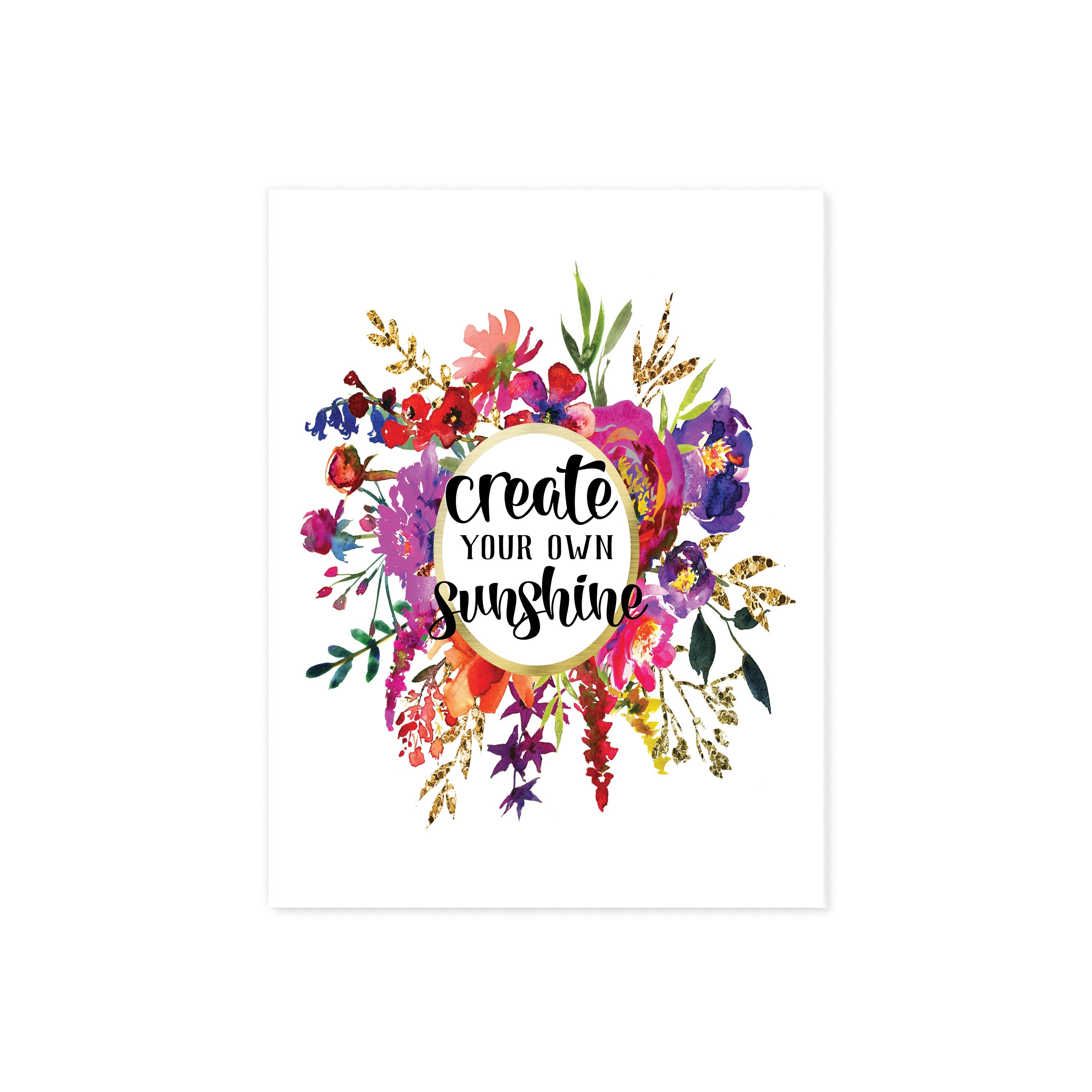 Create Your Own Sunshine with Floral Wreath in Pink, Purple, Yellow, and Golden Tones