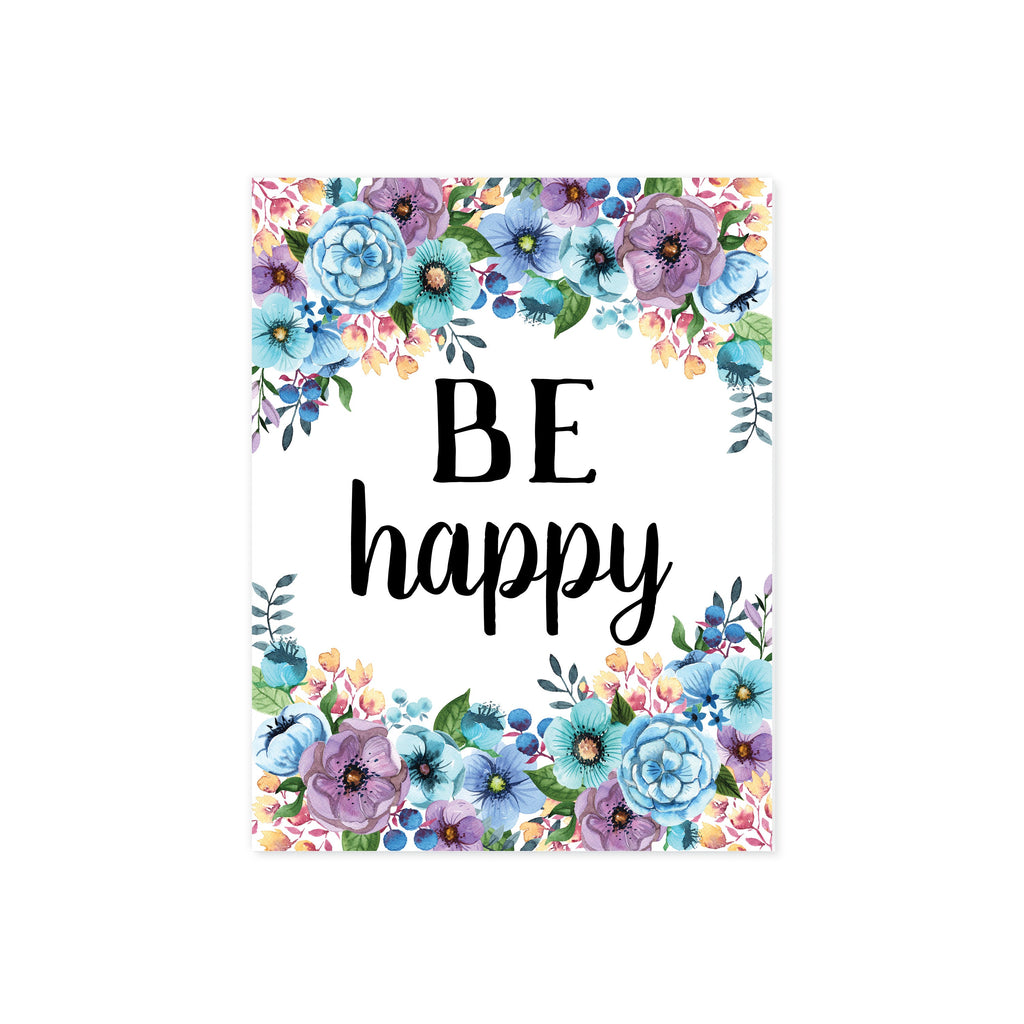 Be Happy with Watercolor Flowers