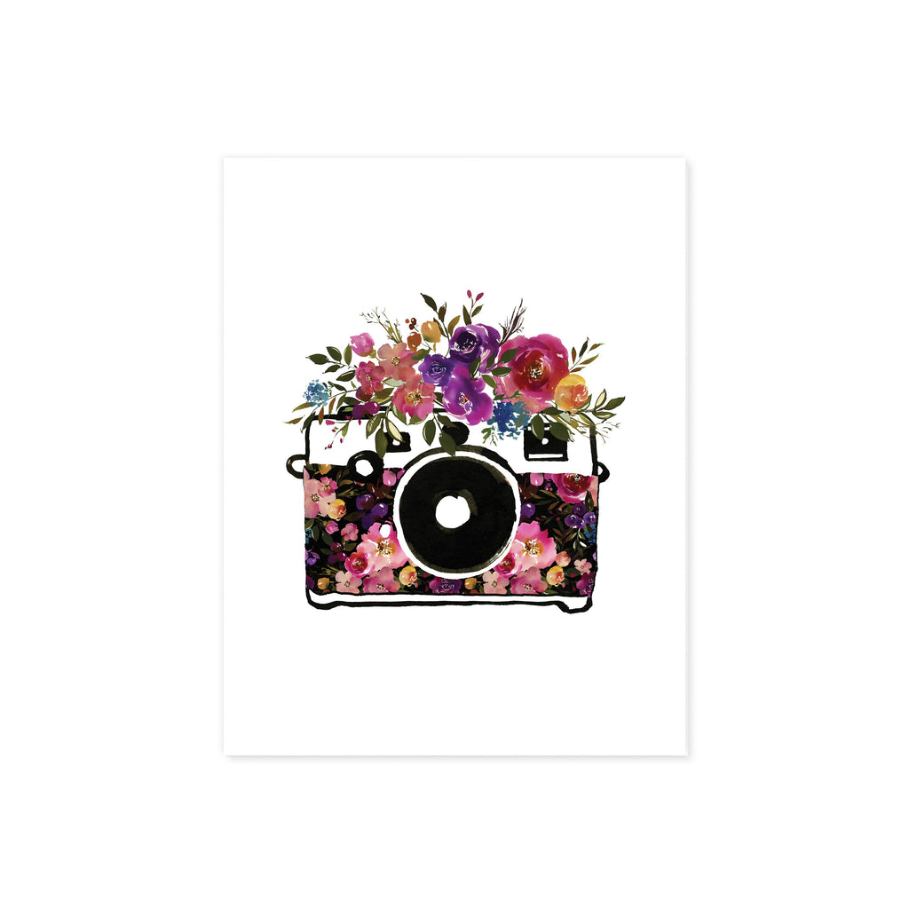 Floral Camera Print on White