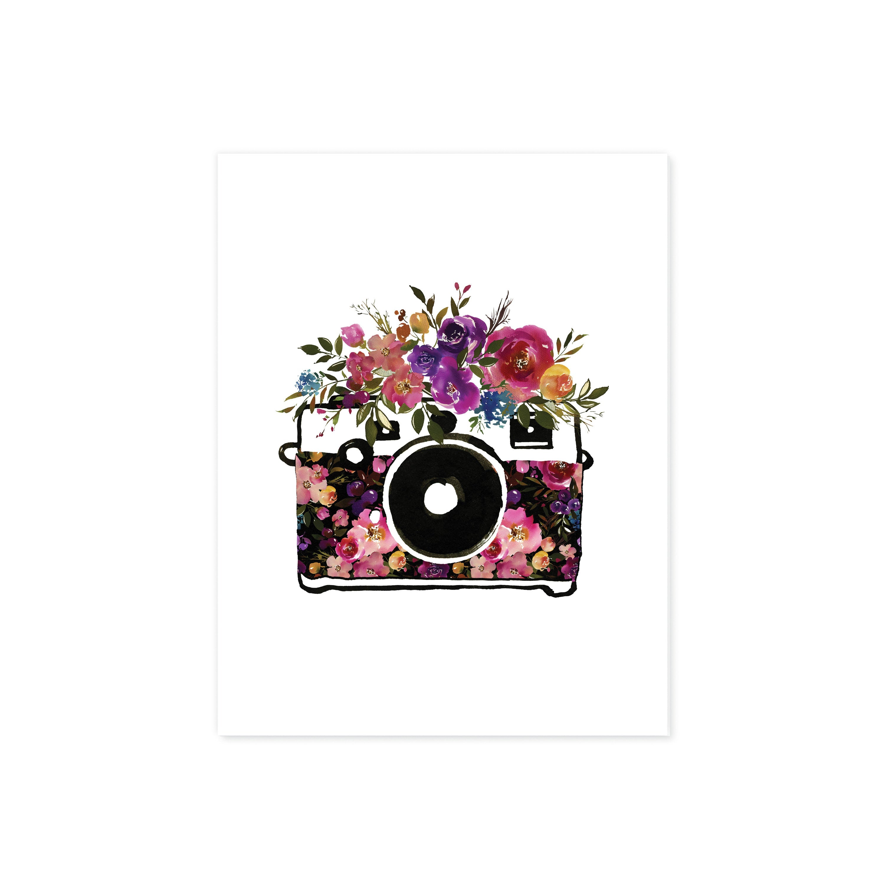 Floral Camera Print on White
