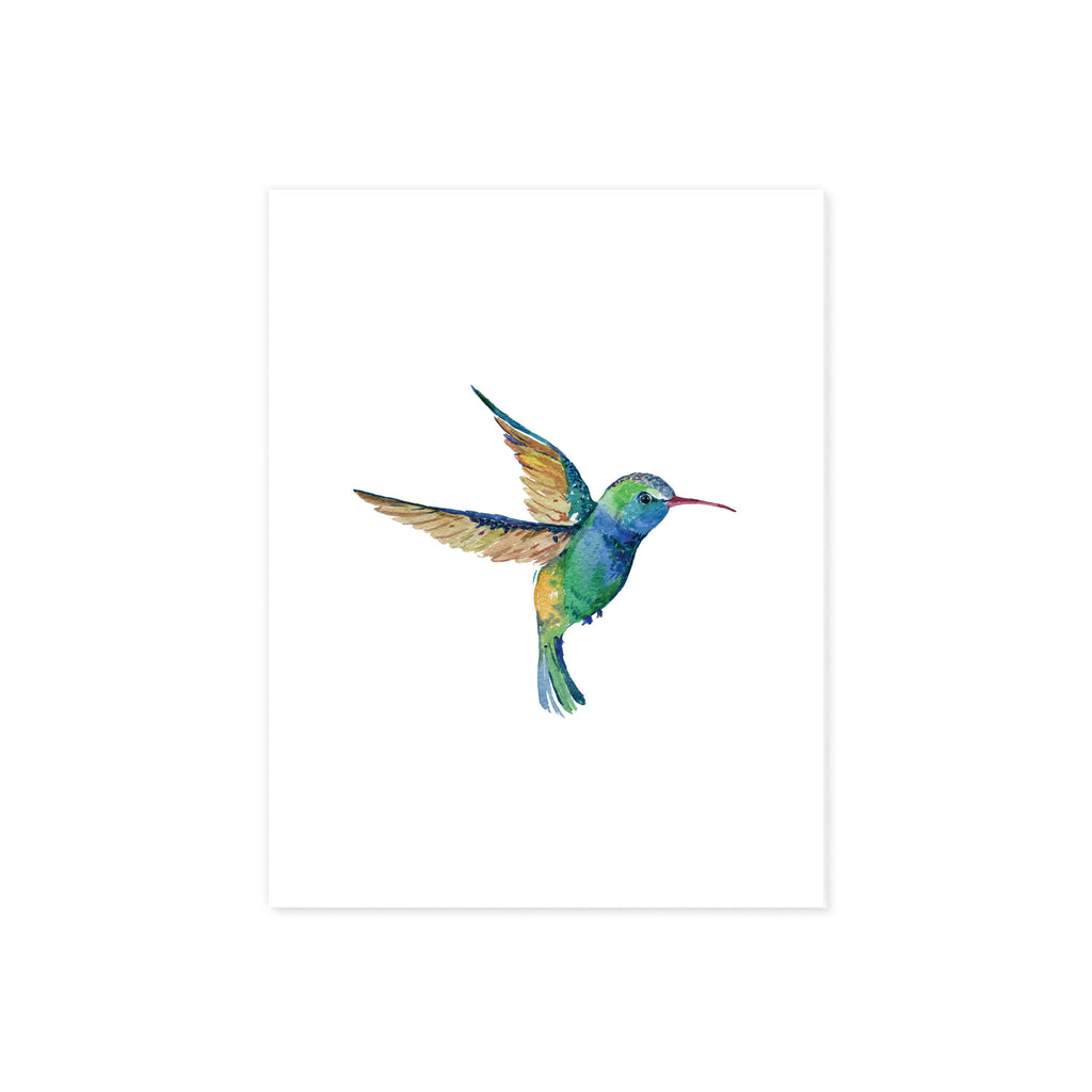 Hummingbird Watercolor Print on White