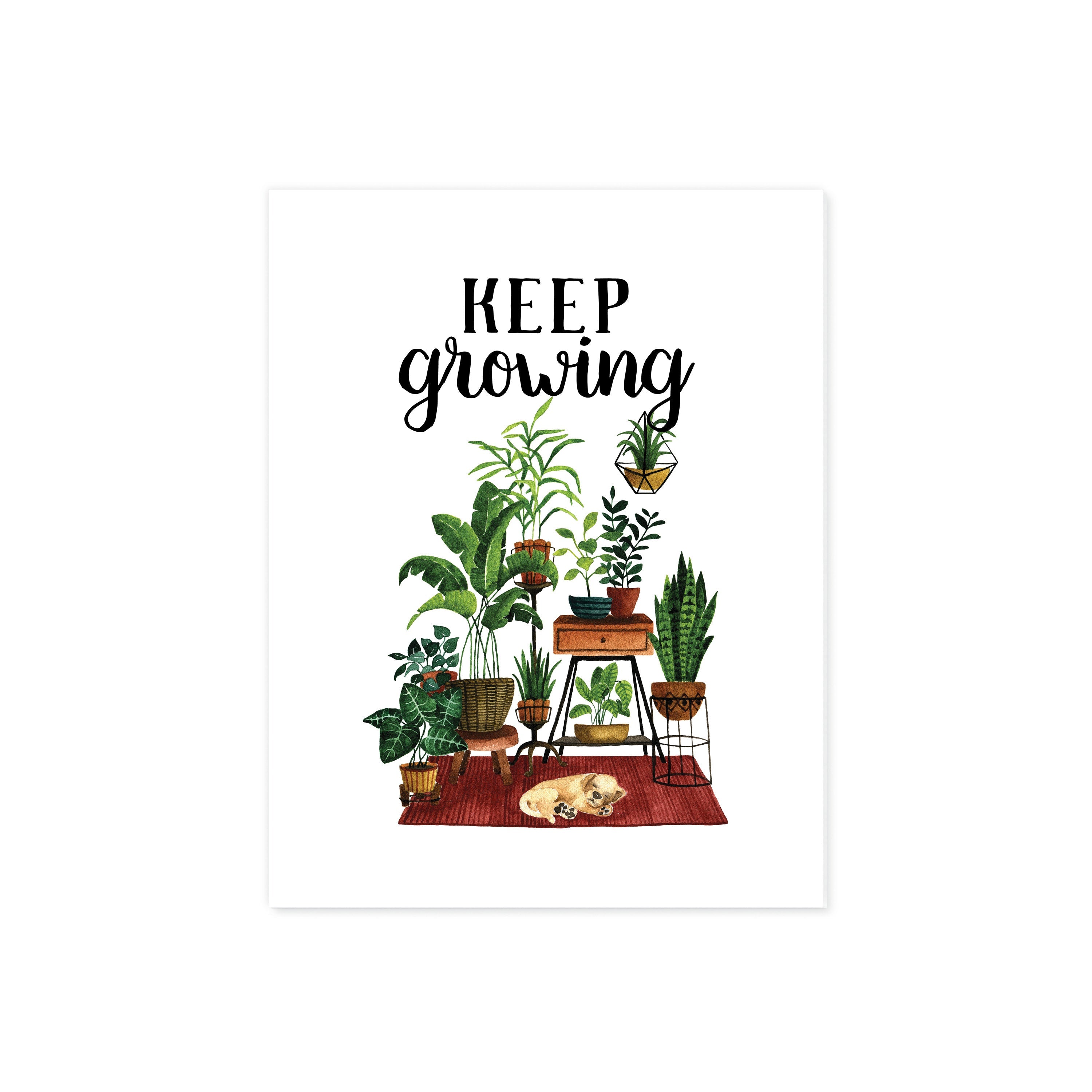 Keep Growing - Plant and Puppy Scene